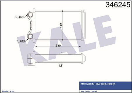Kale 346245 Kalorifer Radyatörü A4 1.6 1.8 00-04 8E1820031