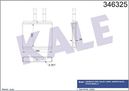 Kale 346325 Kalorifer Radyatörü Kalos Aveo 02- 96539642