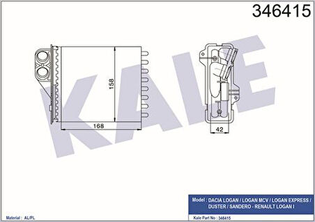 Kale 346415 Kalorifer Radyatörü Duster Logan II Sandero II 6001547484