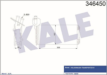 Kale 346450 Kalorifer Radyatörü Klimalı Transporter T4 96-03 701819031A
