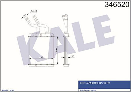 Kale 346520 Kalorifer Radyatörü Alfa 147 156 Gt 46799655