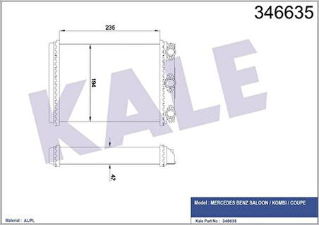 Kale 346635 Kalorifer Radyatörü W124 85-93 S124 86-93 C124 87-91 28355601