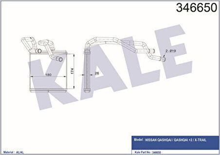 Kale 346650 Kalorifer Radyatörü Nissan Qashqai XTrail 2007-2012 27140BR22A