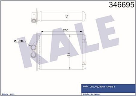 Kale 346695 Kalorifer Radyatörü Vectra B Saab 9 4 1618049