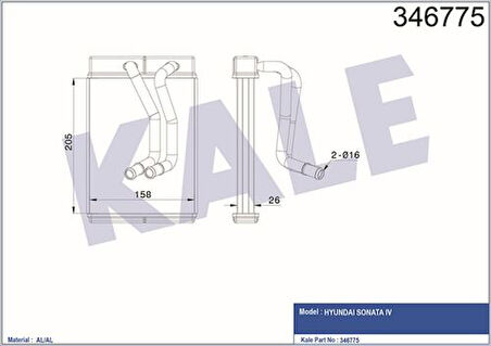 Kale 346775 Kalorifer Radyatörü Hyundai Sonata 98-04 9722738000