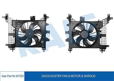 Kale 347205 Radyatör Fan Motoru Davlumbazlı Duster 1.5 DCI 1.6 16V 10- 8200880555