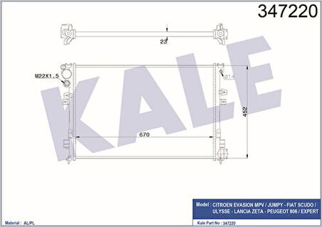 Kale 347220 Motor Radyatörü P806 1.8I 2.0I 8V 2.0I 16V 1301.W2