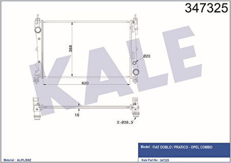 Kale 347325 Motor Radyatörü Doblo III 1.3 1.4 Klimalı 51812209