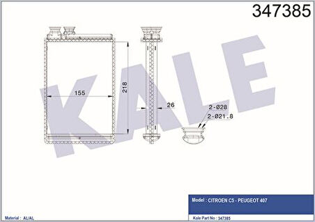 Kale 347385 Kalorifer Radyatörü P407 C5 III C6 04-Olcu 6448.S7