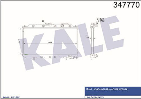 Kale 347770 Radyatör Al Pl Brz Integra-Acura Integra Mt 19010PG6003
