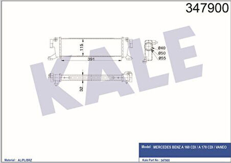 Kale 347900 Turbosarj Radyatörü Mercedes A-Serisi W168 01 04 Vaneo 414 02 05 