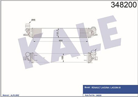 Kale 348200 Turbo Radyatörü Laguna III 144960001R