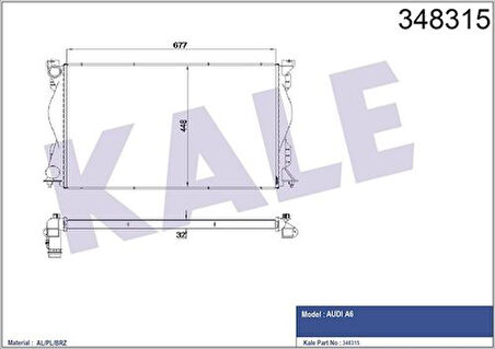Kale 348315 Motor Su Radyatörü Manuel Audi A6 A6 Quattro 2.0 05-10 4F0121251Q