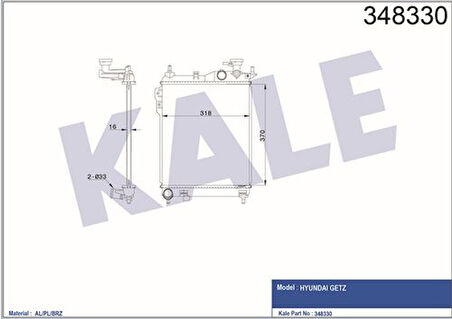 Kale 348330 Radyatör Al Pl Brz Getz 1.3 12V 02 Mt 253101C200
