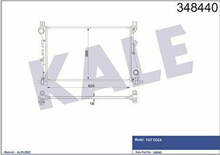 Kale 348440 Motor Su Radyatörü Egea 1.3 Multijet 1.4 Benzinli Mt 15- 52052220
