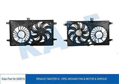 Kale 348510 Fan Motoru Davlumbazlı Master III 2.3DCI Movano Davlumbazlı Tek Motorlu 214754524R