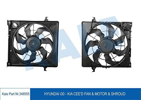 Kale 348555 Radyatör Fanı Komple I30 1.6 CRDI 2007-Ceed 1.6 CRDI 2007- 253801H680