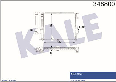 Kale 348800 Motor Su Radyatörü BMW M20 B20 B25 M50 B20 E34 90-95 M40 E30 87-90 1247376