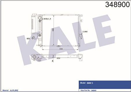 Kale 348900 Motor Su Radyatörü Otm Sanz Klimalı BMW M20 M50 E33 17111719142