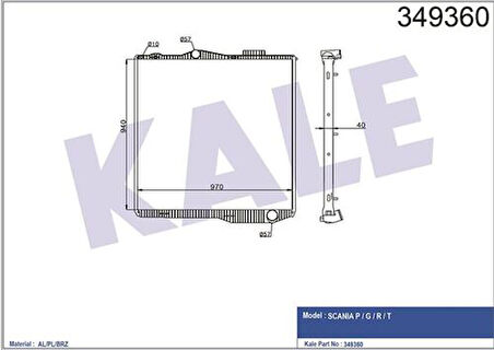 Kale 349360 Su Radyatörü Scania P G R T 2004 ve Sonrası (Çerçevesiz) (Mt) 1851542