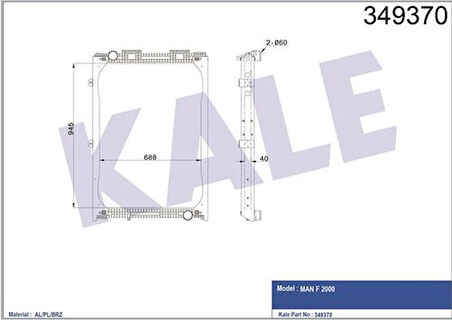 Kale 349370 Su Radyatörü MAN F2000 19.423 D2866 94-19.463 D2876 94-19.464 D2876 98-(Çerçeveli) (Mt) 81061016407