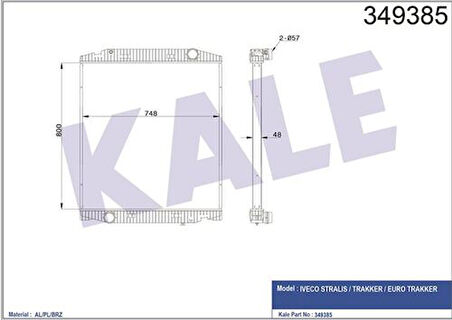 Kale 349385 Motor Su Radyatörü Iveco Stralis Trakker Eurotrakker (Çerçevesiz) (Mt) 41218266