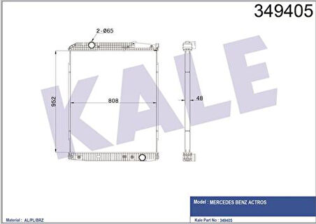 Kale 349405 Su Radyatörü Mercedes Actros (Çerçevesiz) (At) 9425001103