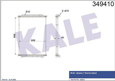 Kale 349410 Su Radyatörü Renault Kamyonlar Kera(Çerçevesiz) (Mt) 2006 Sonrası 7420809878