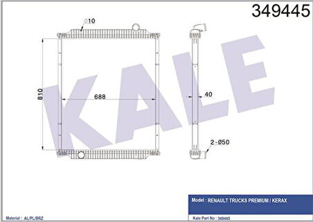 Kale 349445 Su Radyatörü Renault Kamyonlar Premium (Çerçevesiz) (Mt) 1996 Sonrası 5001839113