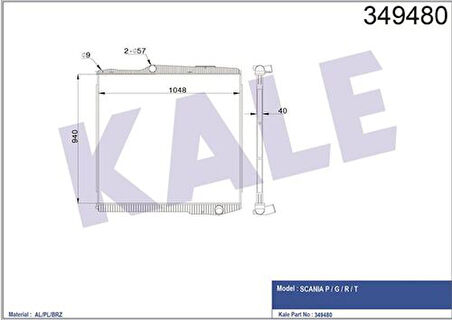 Kale 349480 Motor Su Radyatörü Scania P.G.R.T.-Seri 04-(Çerçevesiz) (Mt) 1781365