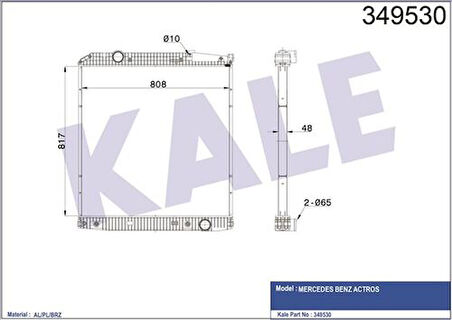 Kale 349530 Su Radyatörü Mercedes Actros (Çerçevesiz) (At) A9425000903