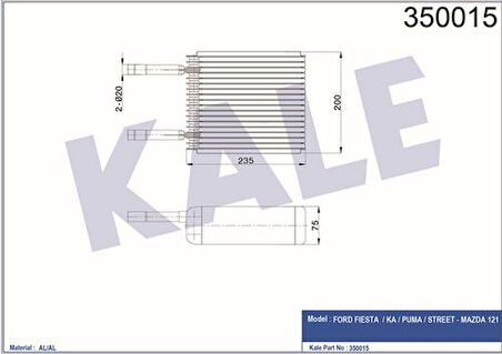 Kale 350015 Evaporator Mondeo III 00-07 1.8 2.0 Zetec 1S7H19850CA