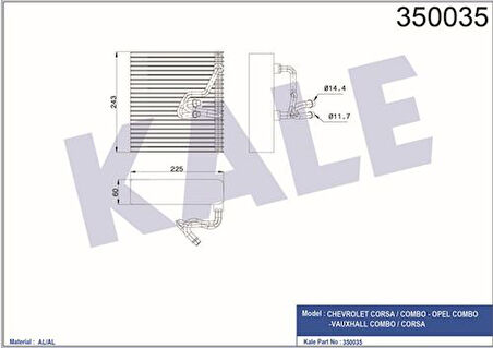 Kale 350035 Evaporator Corsa C 00-00-Tigra B 04- 90535096