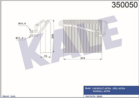 Kale 350050 Evaporator Delphı Tip Astra G 98-9 1618185