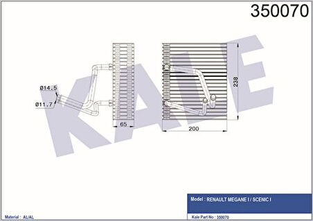 Kale 350070 Evaporator Megane I Scenic I 7701206046