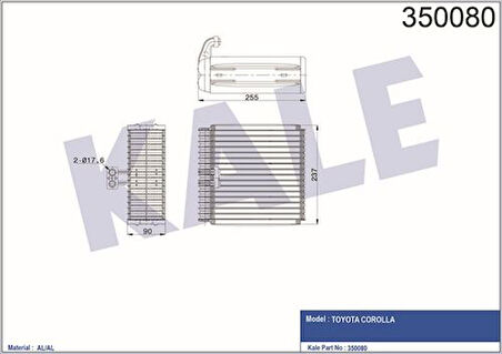 Kale 350080 Evaporator Corolla 8850112410