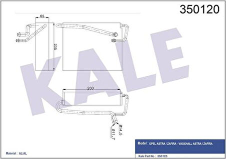 Kale 350120 Evaporator Astra-Zafira-Vauxhall Astra-Zafira 9118965