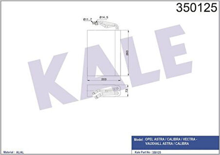 Kale 350125 Evaporator Astra-Calibra-Vectra -Vauxhall Astra-Calibra 1618002