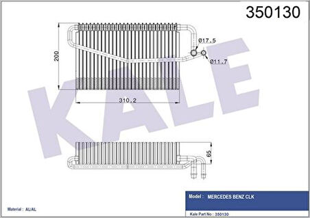 Kale 350130 Evaporator W203 00-07 Cl203 02-08 S203 02-07 C209 02-09 A209 02-10 W463 98- 2098300158