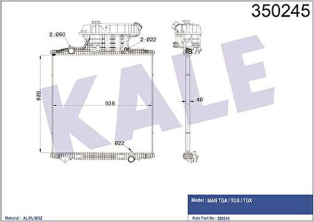 Kale 350245 Su Radyatörü MAN TGA Tgs Tg(Çerçevesiz) (Mt) 81061006655