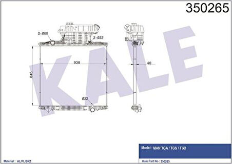 Kale 350265 Su Radyatörü MAN TGA Tgs Tg(Çerçevesiz) (Mt) 81061016482