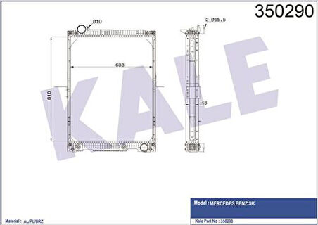Kale 350290 Su Radyatörü Mercedes Actros Axor 3031 1831 1838 1844 1850 Otom.Şanzıman lı Araçlar (Çerçeveli) (At) 6525011601