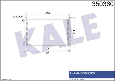 Kale 350360 Kondenser Mercedes Benz Atego 9705000054