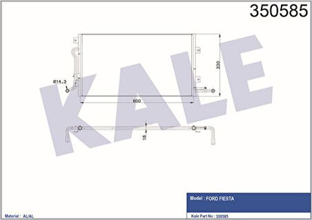 Kale 350585 Klima Radyatörü Kondenser Ford Fiesta 1.4TDCI 1.4 Bezınlı 02-07 2S6519710BB