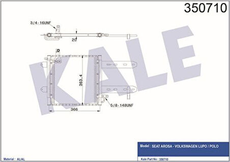 Kale 350710 Klima Radyatörü Polo Classic Lupo 1.6 1.4 1.3 94-98 6N0820413A