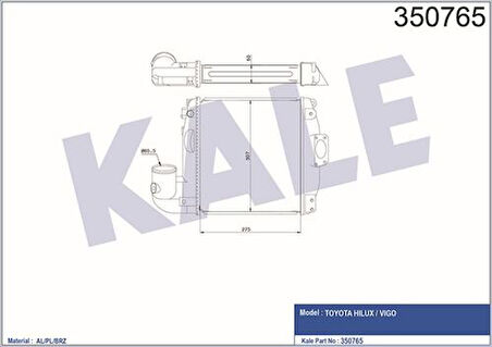 Kale 350765 Intercooler Toyota HiIux Vigo VII 2005-2015 Turbo Radyatörü 179400L010