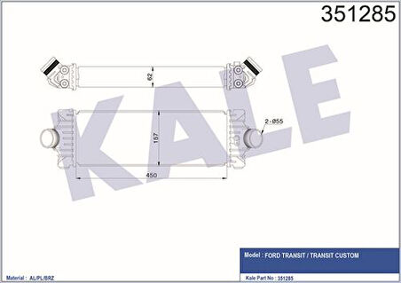 Kale 351285 Turbo Intercooler Radyatör Transit V347 11-14 V362 14-Custom 12-2.2TDCI 155PS Arkadan İtişli 1748579