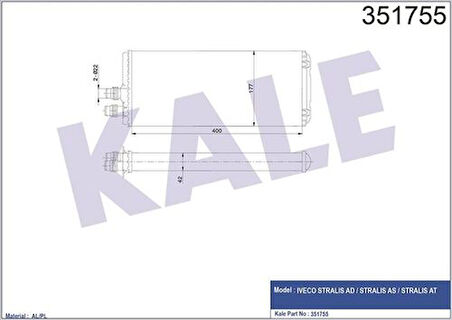 Kale 351755 Kalorifer Radyatörü Stralis Ad Stralis As Stralis At 42539455