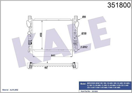 Kale 351800 Motor Su Radyatörü S-Class W220 98-05 C215 99-05 2205000903