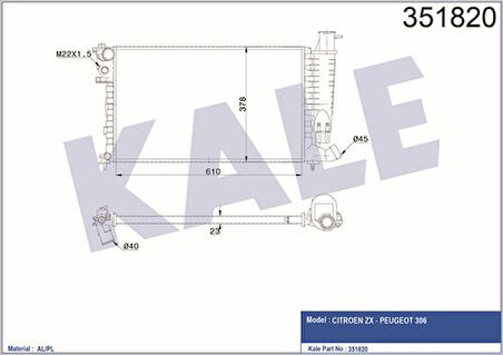 Kale 351820 Motor Radyatör P306 93 97 1.8 Ie 1301.K5